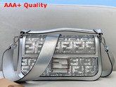 Fendi Medium Baguette Handbag Silver Nappa Leather and Sequin Embroidered Mesh Replica