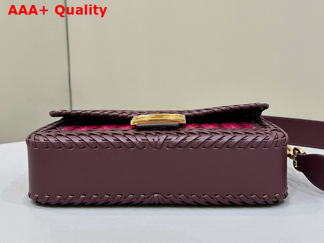 Fendi Medium Baguette Woven Leather Bordeaux and Red Replica