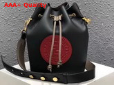 Fendi Medium Mon Tresor Bucket Bag in Black with Red Fendi Stamp Patch Replica