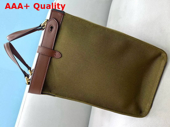 Fendi Medium Peekaboo X Tote Bag Made of Dark Green Canvas with an Embossed Embroidered FF Fish Eye Motif Replica