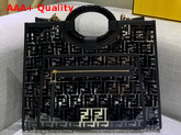 Fendi Medium Runaway Shopper PU FF Motif Printed in Black Replica