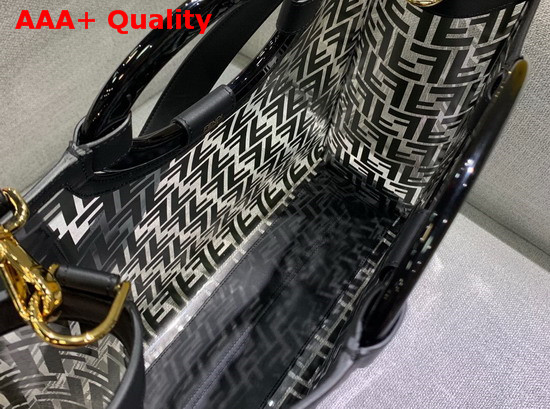 Fendi Medium Runaway Shopper PU FF Motif Printed in Black Replica