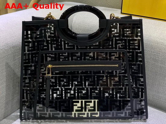 Fendi Medium Runaway Shopper PU FF Motif Printed in Black Replica