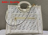 Fendi Medium Runaway Shopper PU FF Motif Printed in White Replica