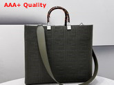 Fendi Medium Sunshine Shopper Bag Made of Green Technical Mesh with 3D Texture FF Motif and Stiff Tortoiseshell Effect Plexiglass Handles Replica