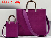 Fendi Medium Sunshine Shopper Bag Made of Purple Technical Mesh with 3D Texture FF Motif and Stiff Tortoiseshell Effect Plexiglass Handles Replica
