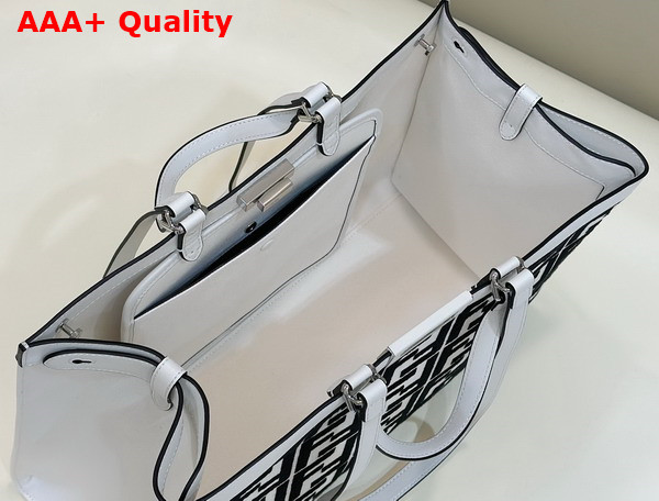 Fendi Medium X Tote Bag in White Canvas with FF Embroidery Replica