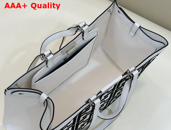 Fendi Medium X Tote Bag in White Canvas with FF Embroidery Replica