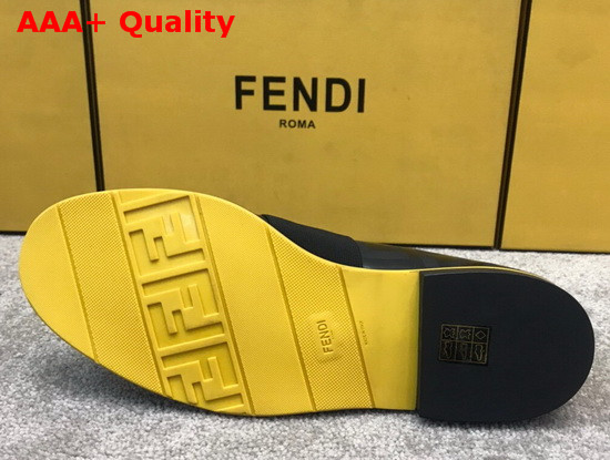 Fendi Men Loafers in Black Printed Calfskin with Stretch FENDI Band at the Ankle Replica