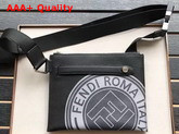 Fendi Men Messenger Bag in Grey Roman Leather with Fendi Stamp Patch Replica