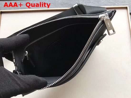 Fendi Men Messenger Bag in Grey Roman Leather with Fendi Stamp Patch Replica