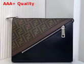 Fendi Men Pouch Black Leather and Canvas Replica