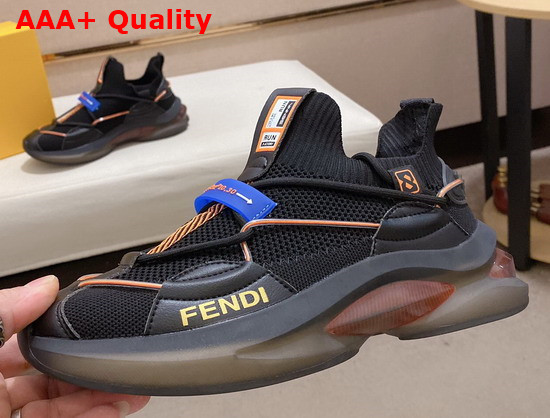 Fendi Men Sneaker in Black Tech Mesh and Leather Replica