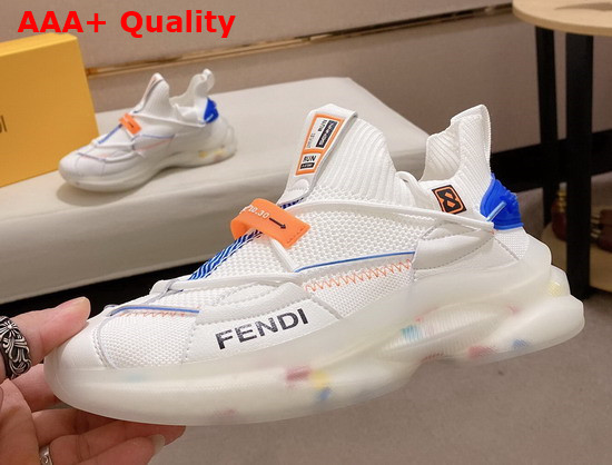 Fendi Men Sneaker in White Tech Mesh and Leather Replica