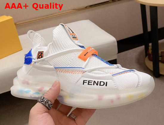 Fendi Men Sneaker in White Tech Mesh and Leather Replica