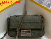Fendi Midi Baguette Chain Green FF Fabric Bag with 3D Texture FF Motif Replica