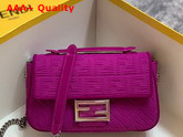 Fendi Midi Baguette Chain Purple FF Fabric Bag with 3D Texture FF Motif Replica