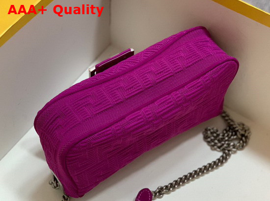 Fendi Midi Baguette Chain Purple FF Fabric Bag with 3D Texture FF Motif Replica