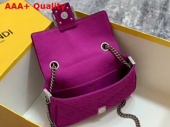 Fendi Midi Baguette Chain Purple FF Fabric Bag with 3D Texture FF Motif Replica