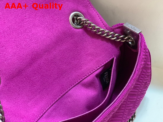 Fendi Midi Baguette Chain Purple FF Fabric Bag with 3D Texture FF Motif Replica