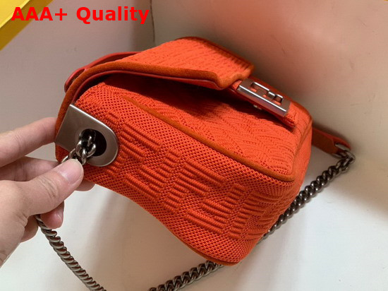 Fendi Midi Baguette Chain Red FF Fabric Bag with 3D Texture FF Motif Replica
