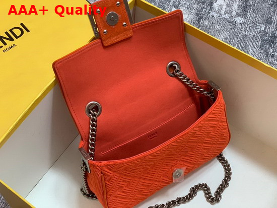 Fendi Midi Baguette Chain Red FF Fabric Bag with 3D Texture FF Motif Replica