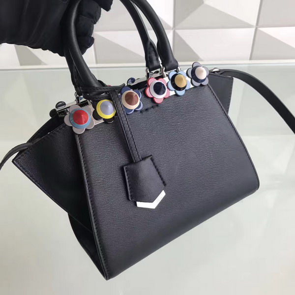 Fendi Mini 3Jours Studded Black Leather Handbag For Sale