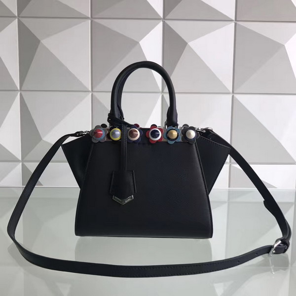 Fendi Mini 3Jours Studded Black Leather Handbag For Sale