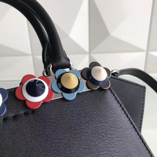 Fendi Mini 3Jours Studded Black Leather Handbag For Sale
