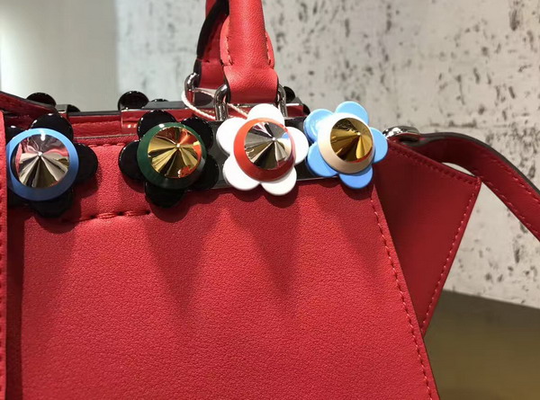 Fendi Mini 3Jours Studded Red Leather Handbag For Sale