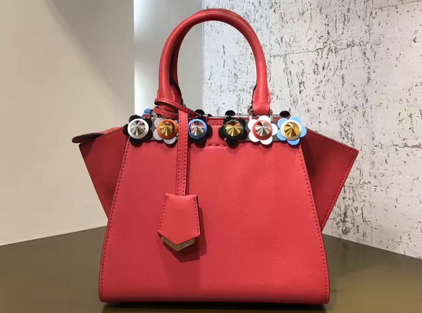 Fendi Mini 3Jours Studded Red Leather Handbag For Sale