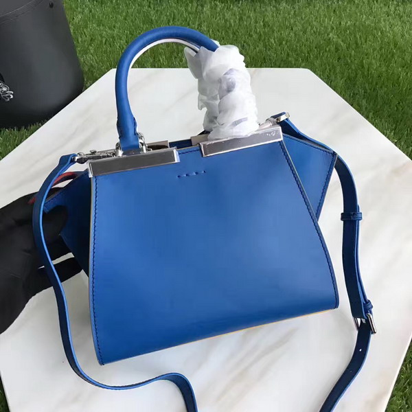 Fendi Mini 3Jours in Blue Calf Leather For Sale