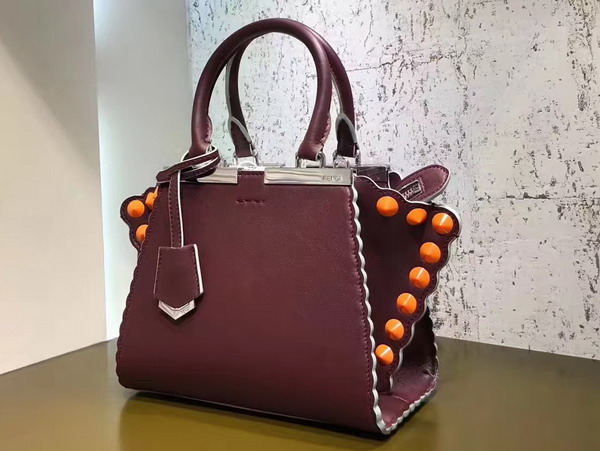 Fendi Mini 3Jours in Oxblood Leather with Studs For Sale