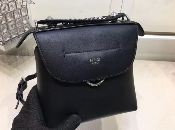 Fendi Mini Back To School Backpack in Black Smooth Leather For Sale