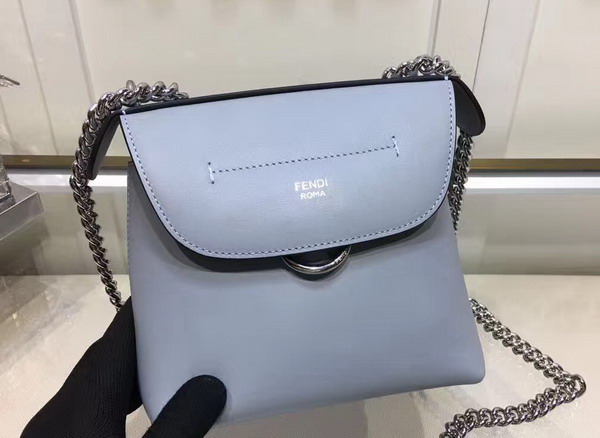 Fendi Mini Back To School Backpack in Light Blue Leather For Sale