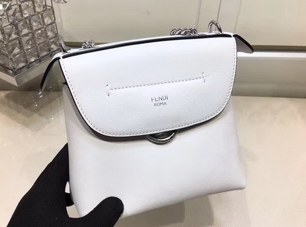 Fendi Mini Back To School Backpack in White Smooth Leather For Sale