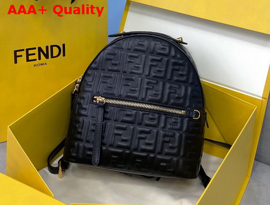 Fendi Mini Backpack in Black Leather with Embossed FF Motif Replica