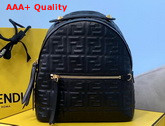 Fendi Mini Backpack in Black Leather with Embossed FF Motif Replica