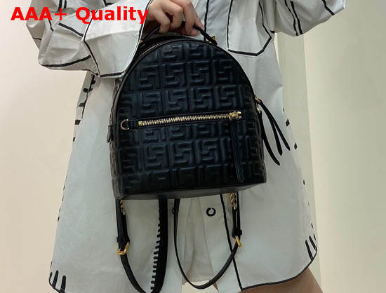 Fendi Mini Backpack in Black Leather with Embossed FF Motif Replica