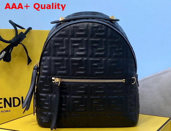 Fendi Mini Backpack in Black Leather with Embossed FF Motif Replica