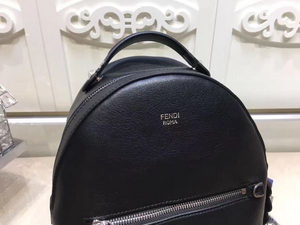 Fendi Mini Backpack in Black Leather with Multicoloured Studs For Sale