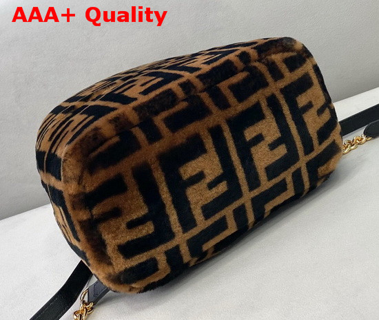 Fendi Mini Backpack in Brown Sheepskin with Contrasting Printed Macro FF Motif Replica