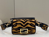 Fendi Mini Baguette Bag Made of Jacquard Fabric Featuring the Tiger Motif in Black and Dark Yellow Replica