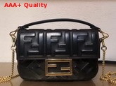Fendi Mini Baguette Bag in Black Nappa Leather with All Over FF Motif Replica