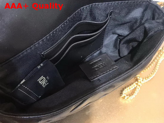 Fendi Mini Baguette Bag in Black Nappa Leather with All Over FF Motif Replica
