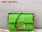 Fendi Mini Baguette Bag in Green Nappa Leather with Embossed FF Motif Replica