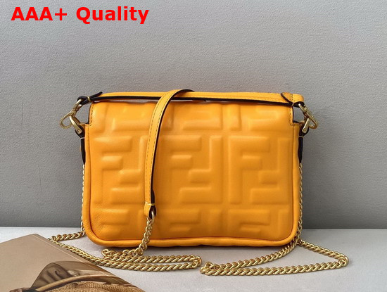 Fendi Mini Baguette Bag in Orange Nappa Leather with Embossed FF Motif Replica