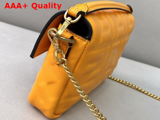 Fendi Mini Baguette Bag in Orange Nappa Leather with Embossed FF Motif Replica