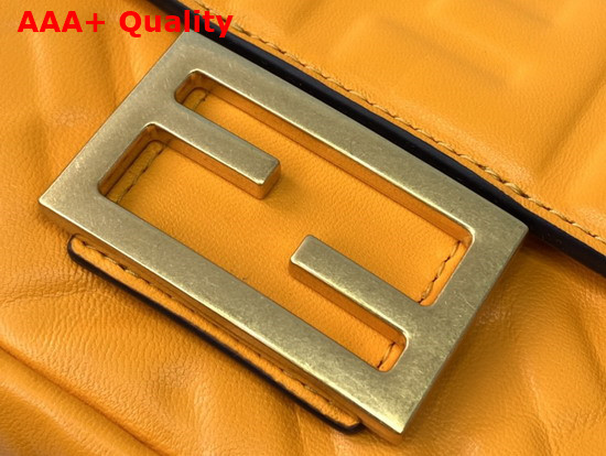 Fendi Mini Baguette Bag in Orange Nappa Leather with Embossed FF Motif Replica