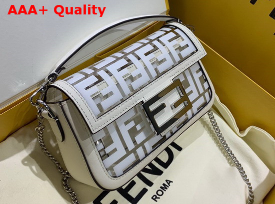 Fendi Mini Baguette Bag in PU with White Printed FF Motif Replica